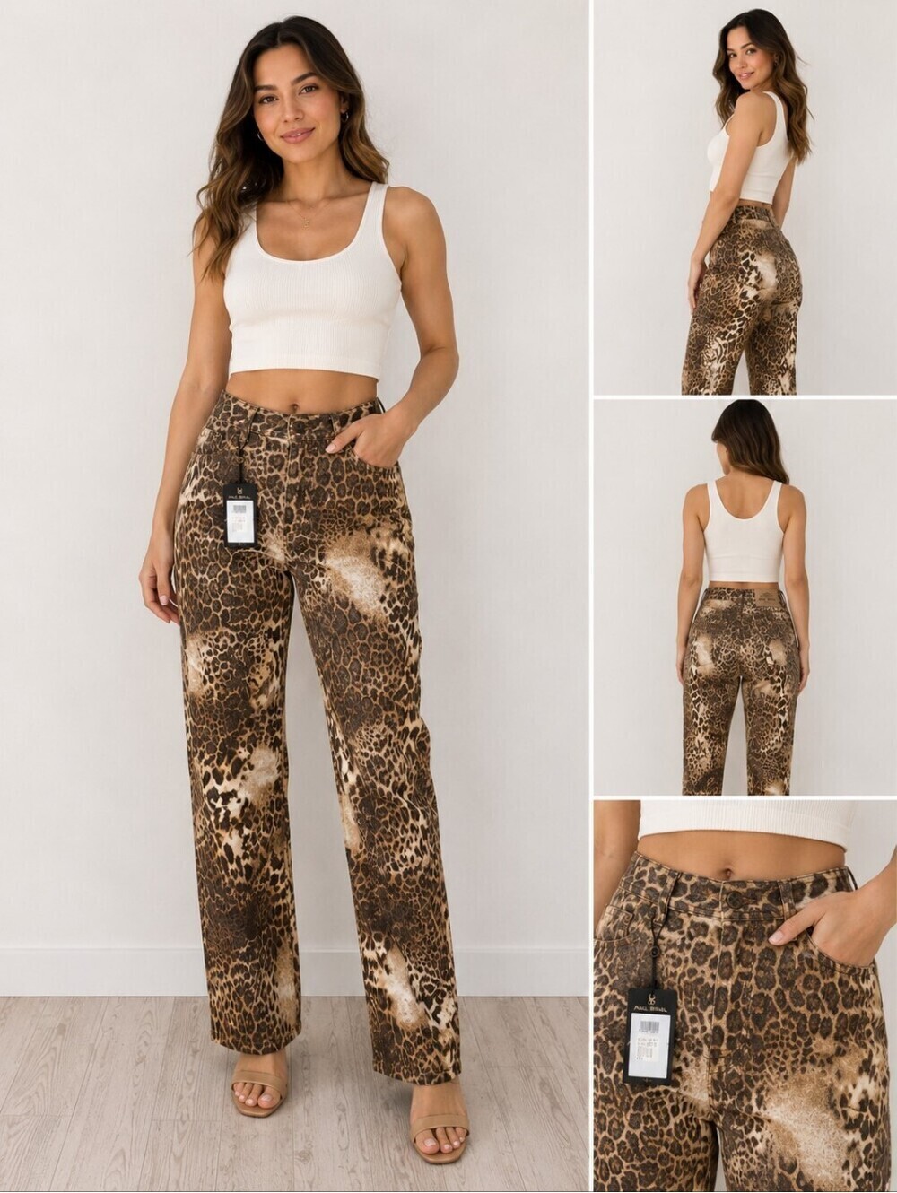 Paul Brial Leopard Print Designer Pants NWT Women's Size 3 Straight Leg $199 MSR